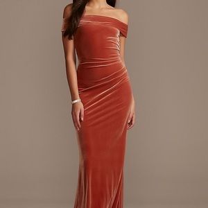 David’s Bridal Velvet Off the Shoulder Dress